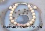 CGB6607 8mm round white fossil jasper & Madagascar rose quartz adjustable bracelets