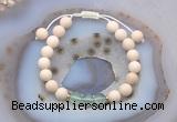 CGB6613 8mm round white fossil jasper & green fluorite adjustable bracelets