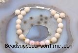 CGB6616 8mm round white fossil jasper & pink opal adjustable bracelets