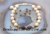 CGB6620 8mm round white fossil jasper & Botswana agate adjustable bracelets