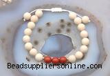 CGB6627 8mm round white fossil jasper & green sea sediment jasper adjustable bracelets