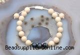 CGB6631 8mm round white fossil jasper & blue tiger eye adjustable bracelets