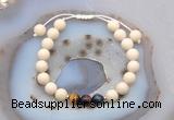 CGB6632 8mm round white fossil jasper & mixed tiger eye adjustable bracelets