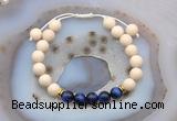 CGB6635 8mm round white fossil jasper & blue tiger eye adjustable bracelets