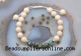 CGB6638 8mm round white fossil jasper & African turquoise adjustable bracelets