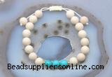 CGB6642 8mm round white fossil jasper & turquoise adjustable bracelets