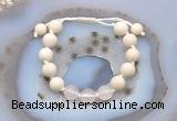 CGB6646 10mm round white fossil jasper & rose quartz adjustable bracelets