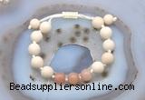 CGB6649 10mm round white fossil jasper & moonstone adjustable bracelets