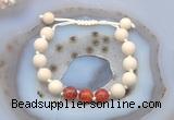 CGB6656 10mm round white fossil jasper & fire agate adjustable bracelets