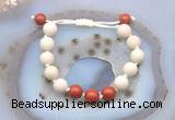 CGB6657 10mm round white fossil jasper & red jasper adjustable bracelets