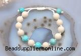 CGB6658 10mm round white fossil jasper & blue sea sediment jasper adjustable bracelets