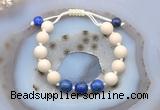 CGB6660 10mm round white fossil jasper & lapis lazuli adjustable bracelets