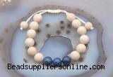 CGB6671 10mm round white fossil jasper & dumortierite adjustable bracelets