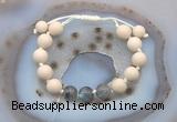 CGB6673 10mm round white fossil jasper & labradorite adjustable bracelets