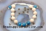 CGB6675 10mm round white fossil jasper & apatite adjustable bracelets