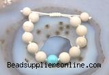 CGB6703 12mm round white fossil jasper & blue howlite adjustable bracelets