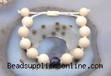 CGB6717 12mm round white fossil jasper & dogtooth amethyst adjustable bracelets