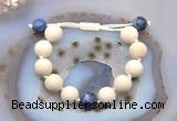 CGB6727 12mm round white fossil jasper & sodalite adjustable bracelets