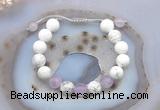 CGB6745 10mm round white howlite & lavender amethyst adjustable bracelets