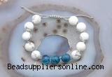 CGB6747 Hand-knotted 10mm round white howlite & apatite adjustable bracelets