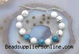 CGB6748 Hand-knotted 10mm round white howlite & apatite adjustable bracelets