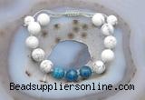 CGB6749 Hand-knotted 10mm round white howlite & apatite adjustable bracelets