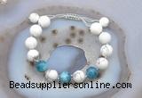 CGB6750 Hand-knotted 10mm round white howlite & apatite adjustable bracelets