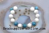 CGB6752 Hand-knotted 10mm round white howlite & apatite adjustable bracelets