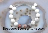 CGB6756 10mm round white howlite & botswana agate adjustable bracelets