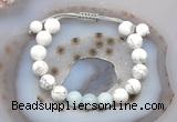 CGB6762 10mm round white howlite & aquamarine adjustable bracelets