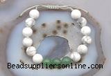 CGB6765 10mm round white howlite & green aventurine adjustable bracelets