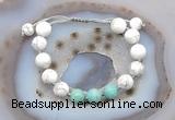 CGB6766 10mm round white howlite & amazonite adjustable bracelets