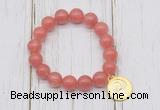 CGB6802 10mm, 12mm cherry quartz beaded bracelet with alloy pendant