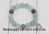 CGB6805 10mm, 12mm fluorite beaded bracelet with alloy pendant