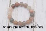 CGB6812 10mm, 12mm moonstone beaded bracelet with alloy pendant