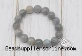 CGB6815 10mm, 12mm faceted labradorite beaded bracelet with alloy pendant