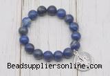 CGB6820 10mm, 12mm lapis lazuli beaded bracelet with alloy pendant