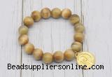 CGB6823 10mm, 12mm golden tiger eye beaded bracelet with alloy pendant