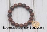 CGB6830 10mm, 12mm mahogany obsidian beaded bracelet with alloy pendant