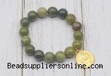 CGB6837 10mm, 12mm Canadian jade beaded bracelet with alloy pendant