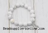 CGB6839 10mm, 12mm white howlite beaded bracelet with alloy pendant