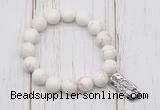 CGB6840 10mm, 12mm white howlite turquoise beaded bracelet with alloy pendant