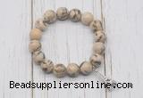 CGB6842 10mm, 12mm feldspar beaded bracelet with alloy pendant