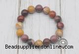 CGB6844 10mm, 12mm mookaite beaded bracelet with alloy pendant