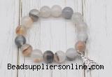 CGB6847 10mm, 12mm montana agate beaded bracelet with alloy pendant