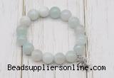 CGB6849 10mm, 12mm sea blue banded agate beaded bracelet with alloy pendant