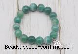 CGB6854 10mm, 12mm green banded agate beaded bracelet with alloy pendant