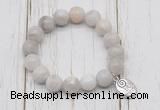 CGB6858 10mm, 12mm white crazy lace agate beaded bracelet with alloy pendant