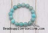 CGB6870 10mm, 12mm sea sediment jasper beaded bracelet with alloy pendant