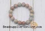 CGB6871 10mm, 12mm serpentine jasper beaded bracelet with alloy pendant